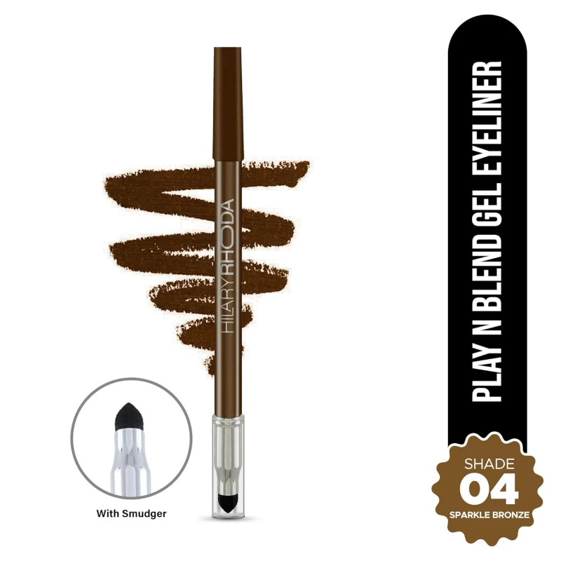 Hilary Rhoda Play n Blend Gel Eyeliner | One Stroke Application | Highly Pigmented | Matte & Shimmer Finish | 2 in 1 Smudger + Eyeliner | Butter Smooth Texture | 1.5g - (Sparkle Bronze | Shade 04) thumbnail 2
